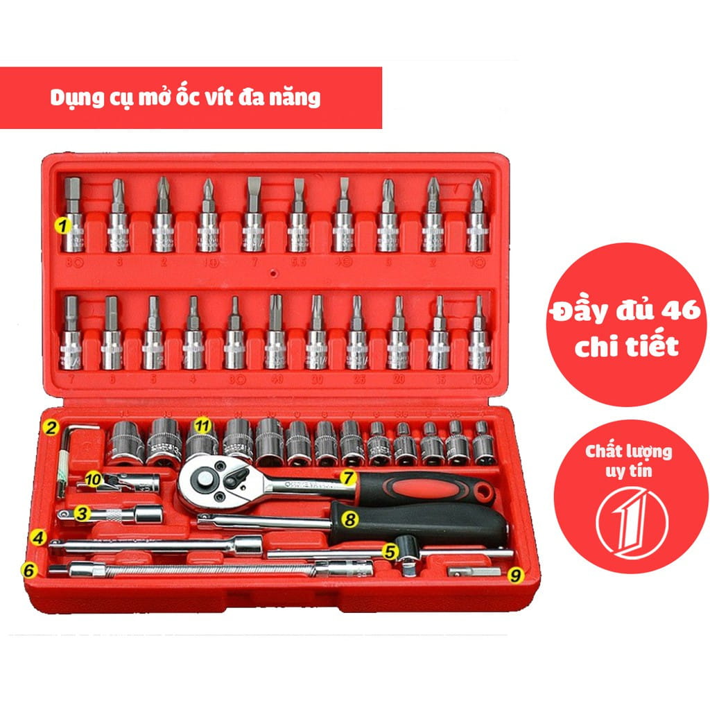 Bộ Sửa Chữa 46 Chi Tiết Hộp Đỏ