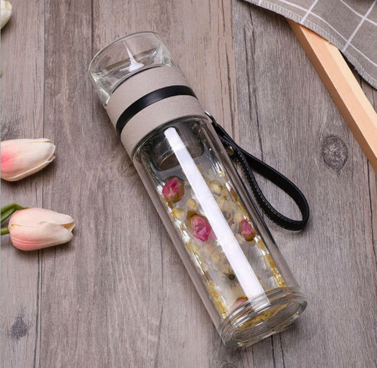 Bình Thủy Tinh 2 Lớp Có Lọc Trà 450ML
