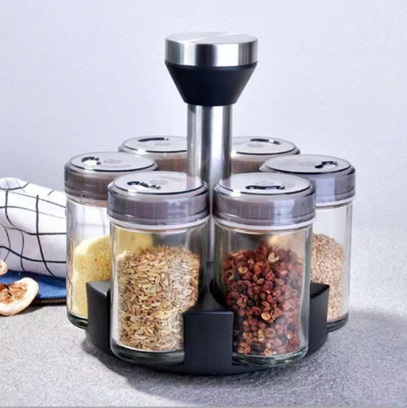 Bộ 6 Lọ Đựng Gia Vị Thủy Tinh