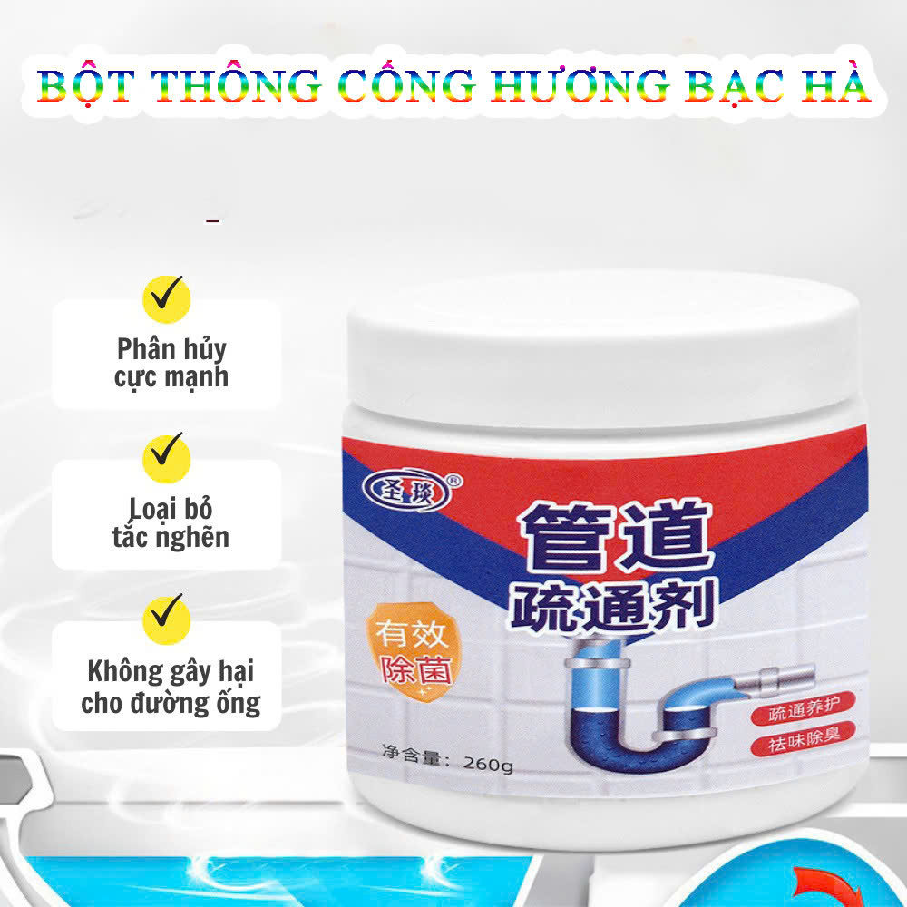 Bột Thông Tắc Cống Thần Thánh Hương Chanh Bạc Hà