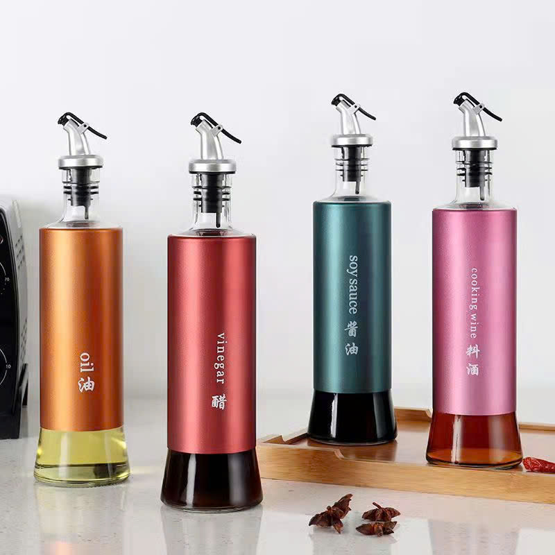 Chai Đựng Dầu, Giấm, Nươc Chấm Thủy Tinh Bọc Thép 300ML