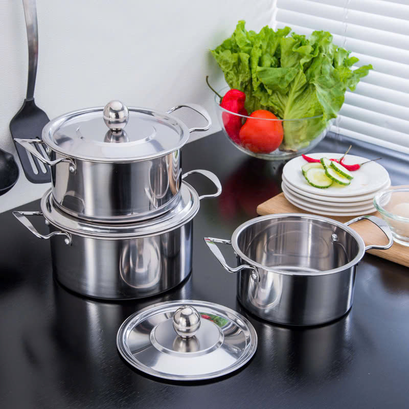 Bộ 3 Nồi Inox Có Nắp Đậy