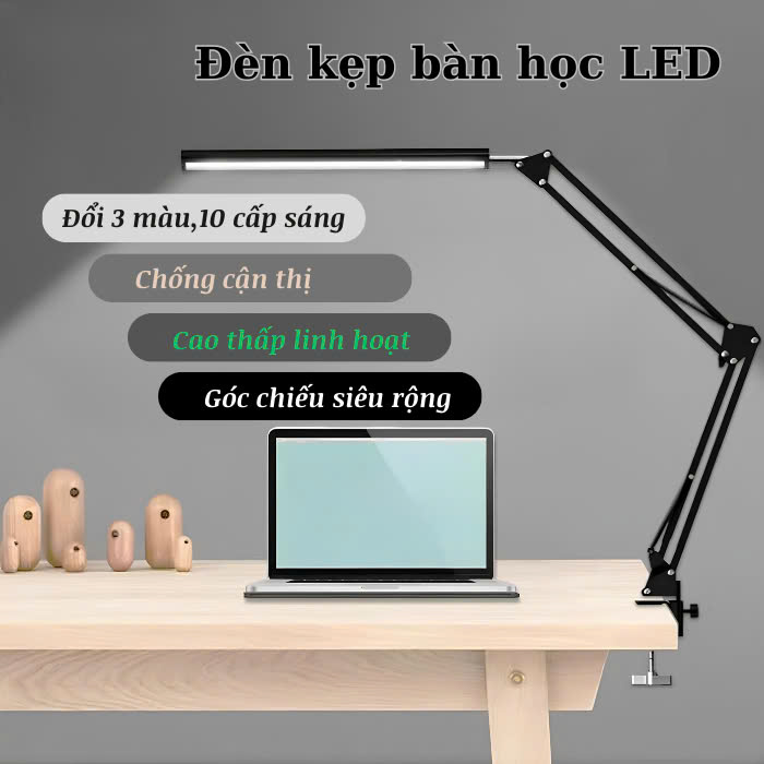 Đèn Bàn Học Led 3 Màu Chống Cận Kẹp Bàn