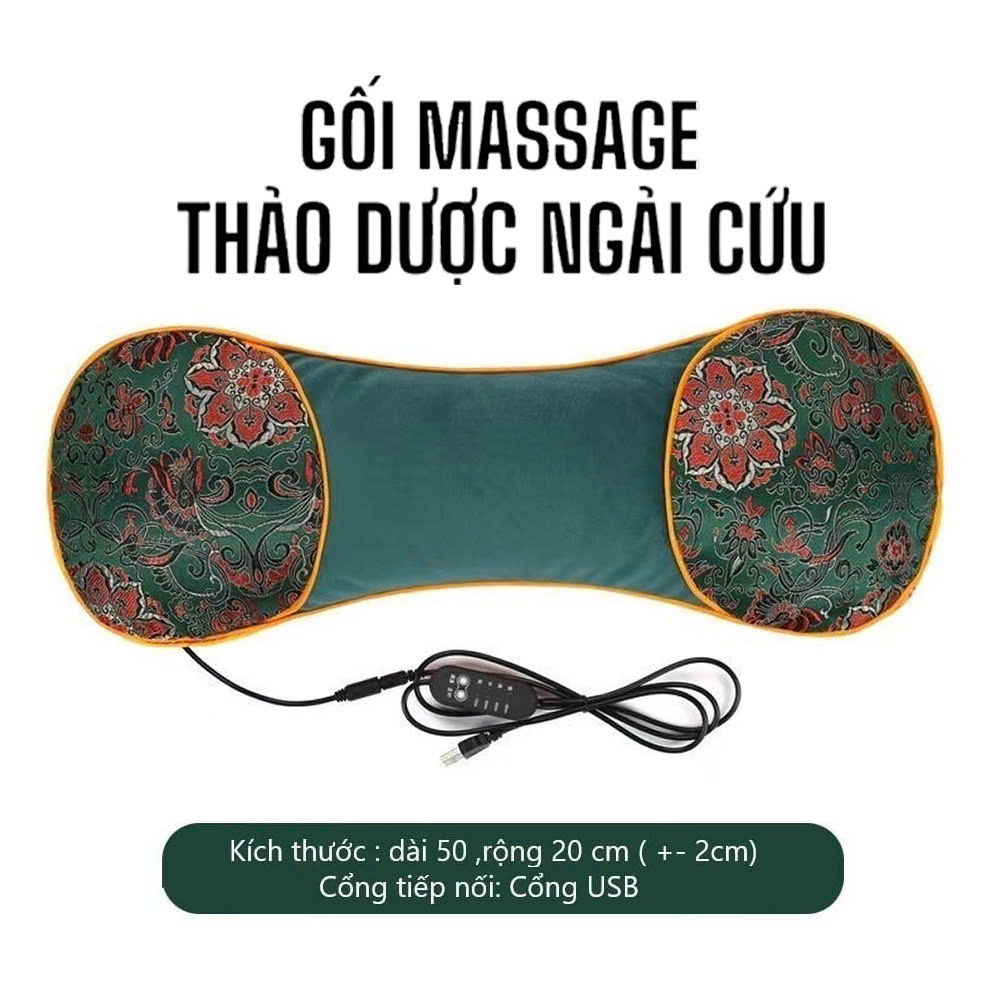 Gối Ngải Cứu Massage Chườm Nóng Cổ Vai Gáy