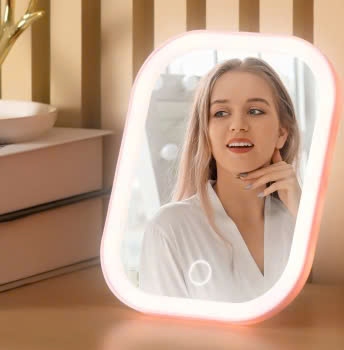 Gương Trang Điểm Để Bàn Hình Vuông Có Đèn Led