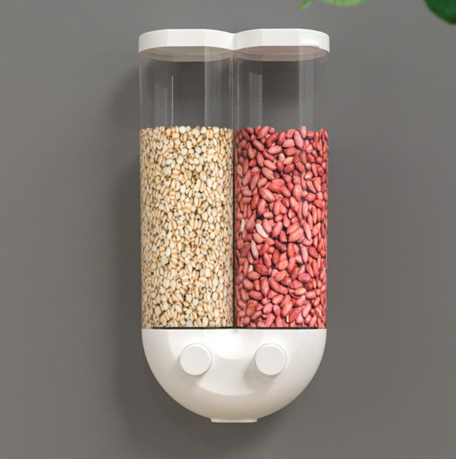 Hộp Đựng Ngũ Cốc Gắn Tường 2 Ngăn 33x16x8Cm