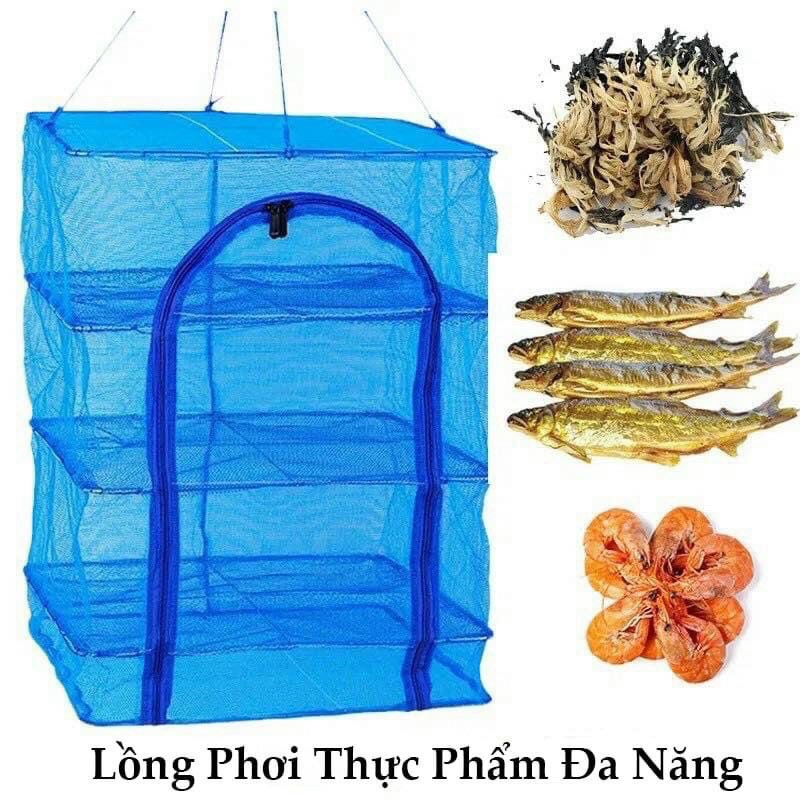 Lồng Lưới Phơi Thực Phẩm Khô 4 Tầng