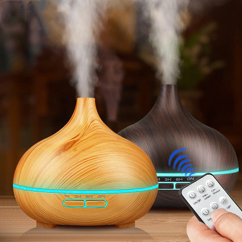 Máy Xông Tinh Dầu Vân Gỗ Có Điều Khiển Từ Xa