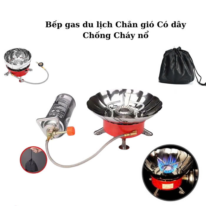 Bếp Gas Mini Chống Gió Gấp Gọn Loại Có Dây