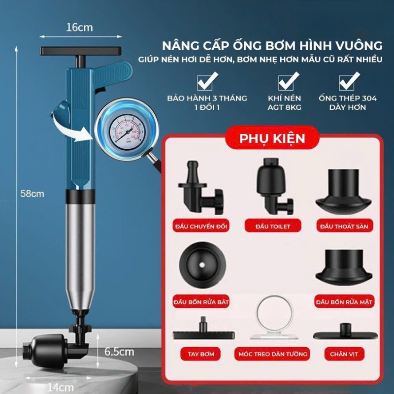 Dụng Cụ Thông Tắc Bồn Cầu Thân Inox Đầu Dẹp