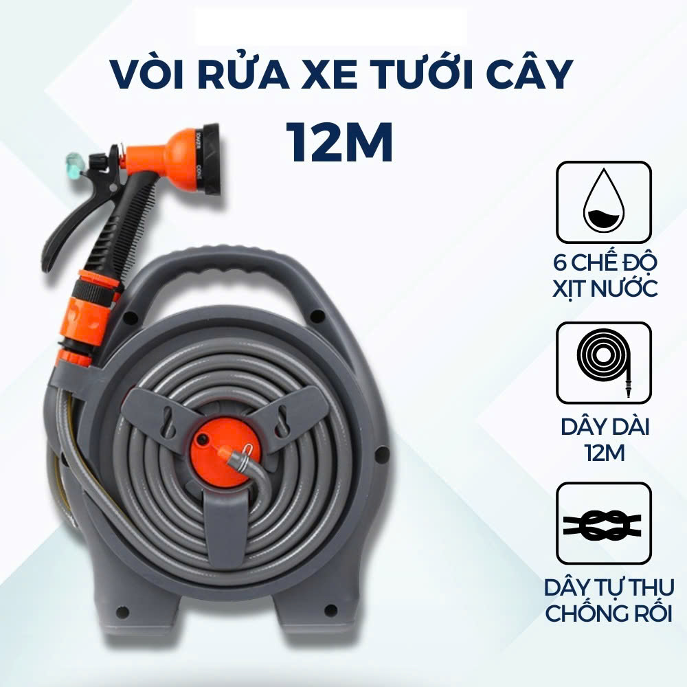 Bộ Vòi Rửa Xe Kèm Đầu Vòi 12M