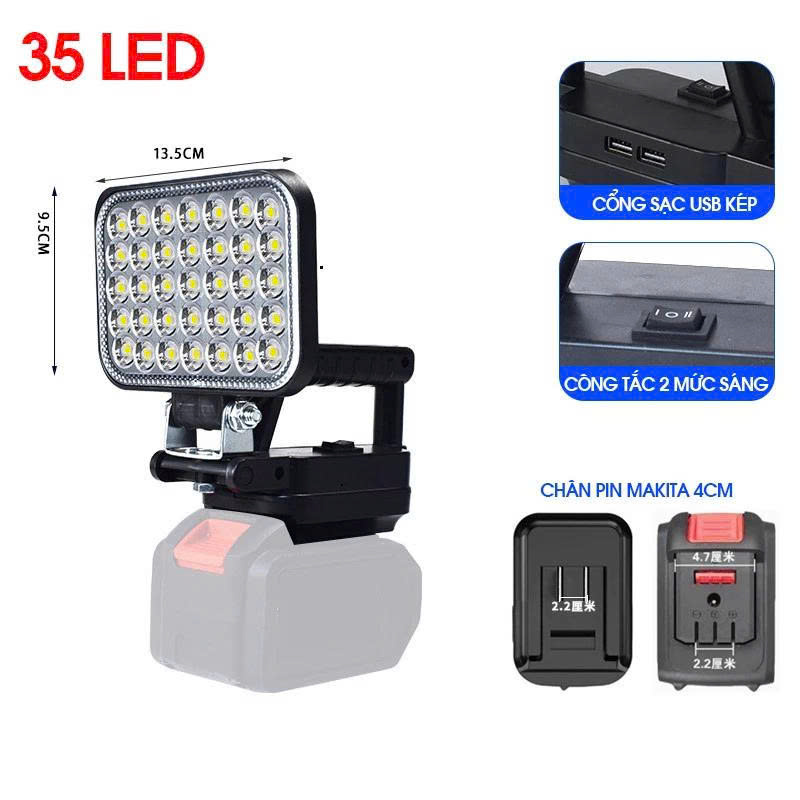 ĐÈN PIN LED 35 BÓNG DÙNG PIN MÁY KHOAN (T80)