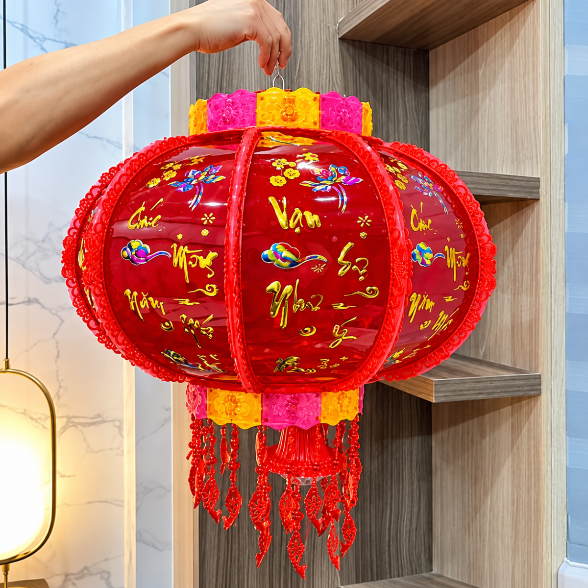 LỒNG ĐÈN LED 3D XOAY 360 #60-42CM (T18)