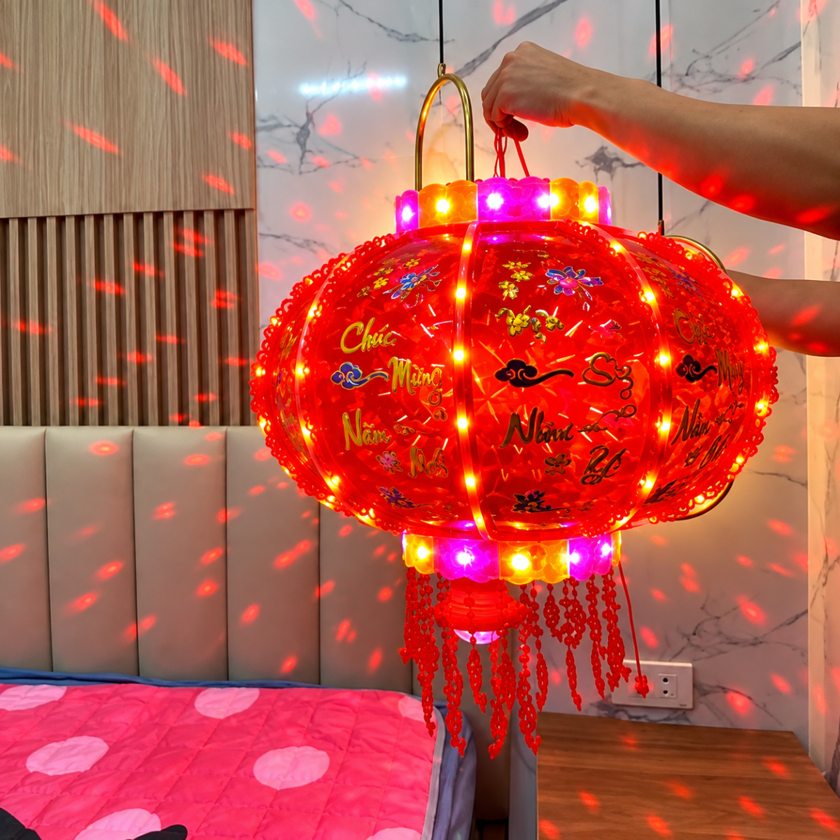 LỒNG ĐÈN LED 3D XOAY 360 #60-42CM (T18)