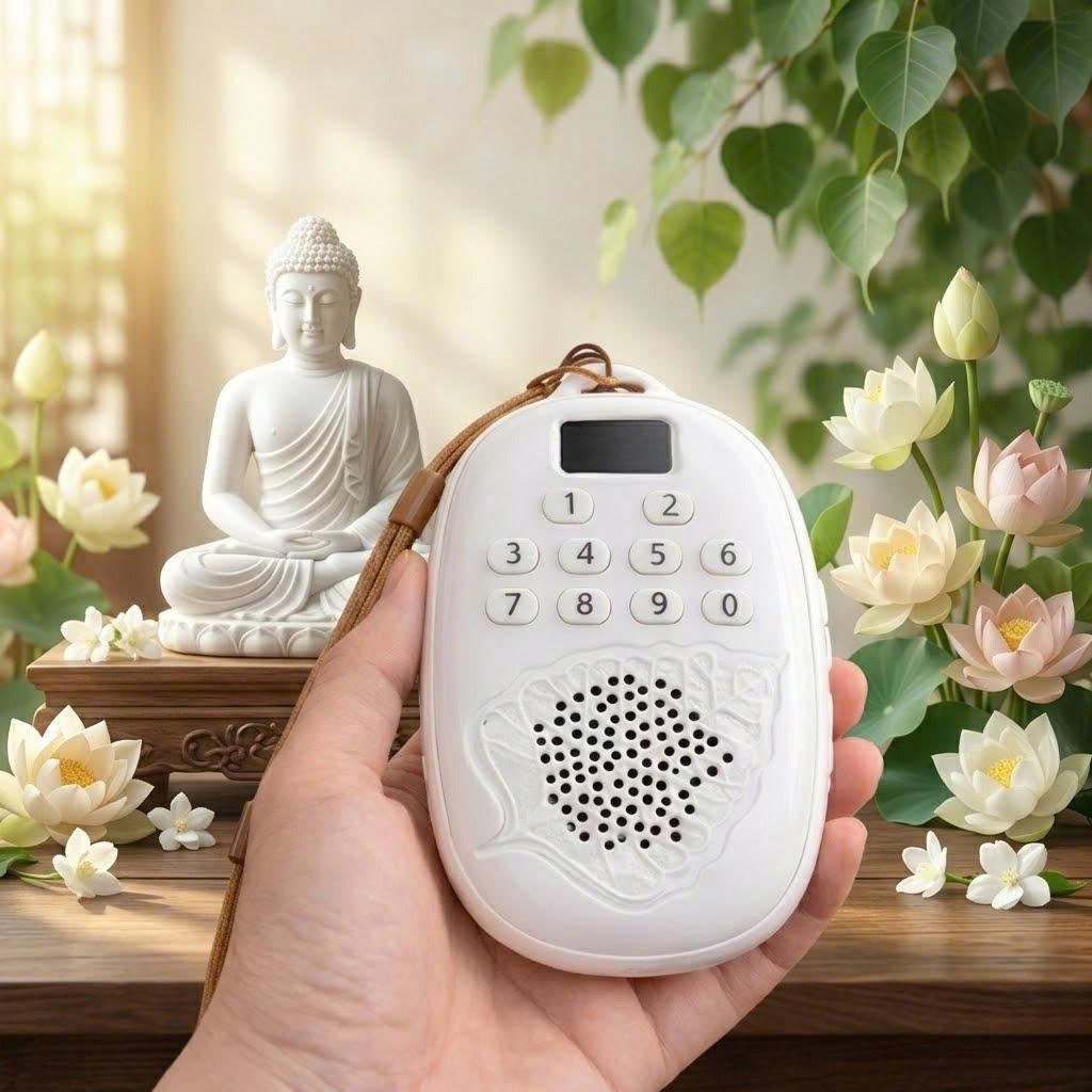 MÁY NIỆM PHẬT MINI 68 BÀI HÌNH LÁ BỒ ĐỀ (T100)