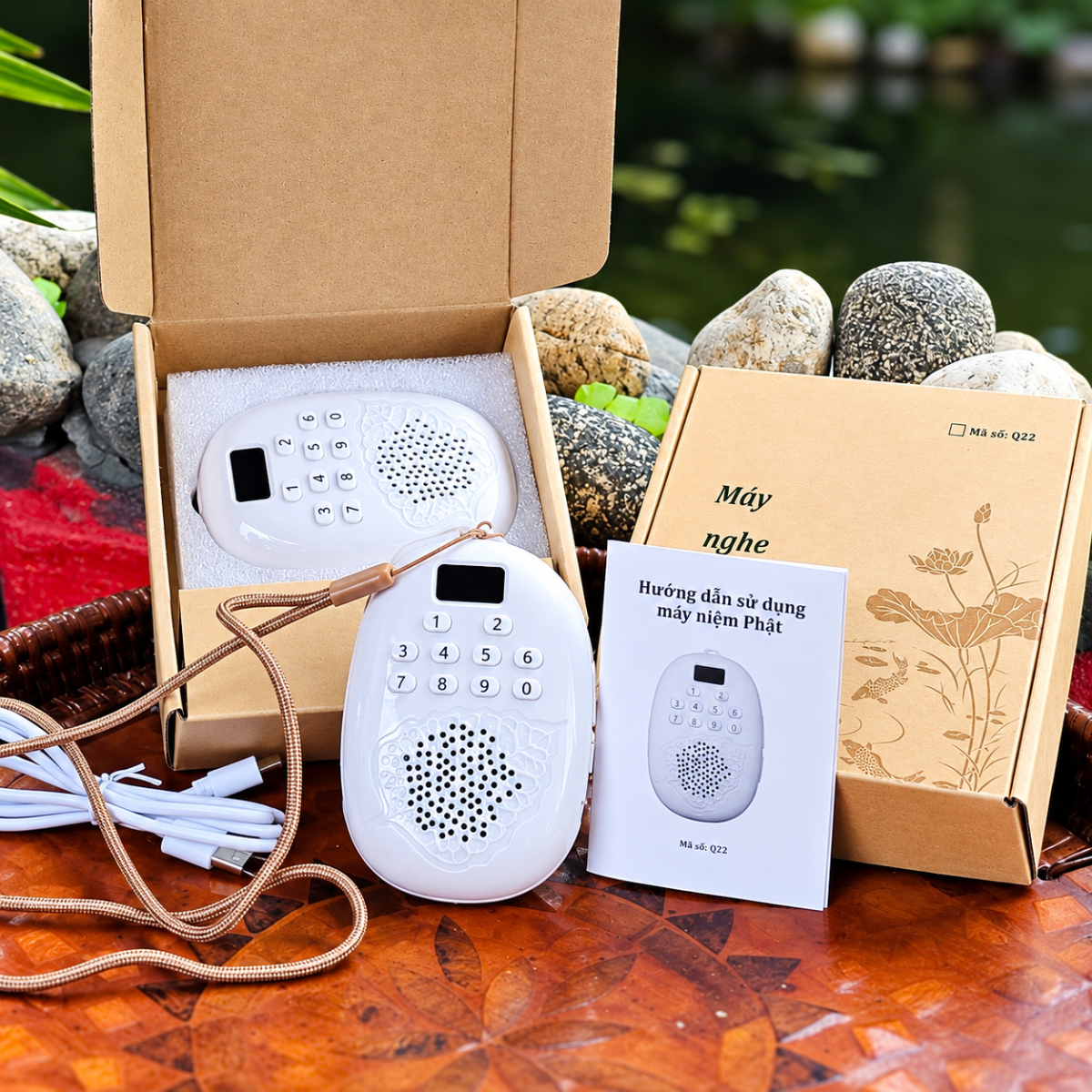 MÁY NIỆM PHẬT MINI 68 BÀI HÌNH LÁ BỒ ĐỀ (T100)