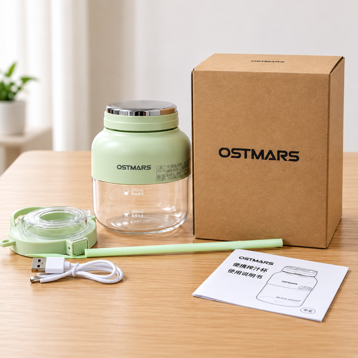MÁY XAY SINH TỐ MINI TÍCH ĐIỆN OSTMARS 800ML (T20)