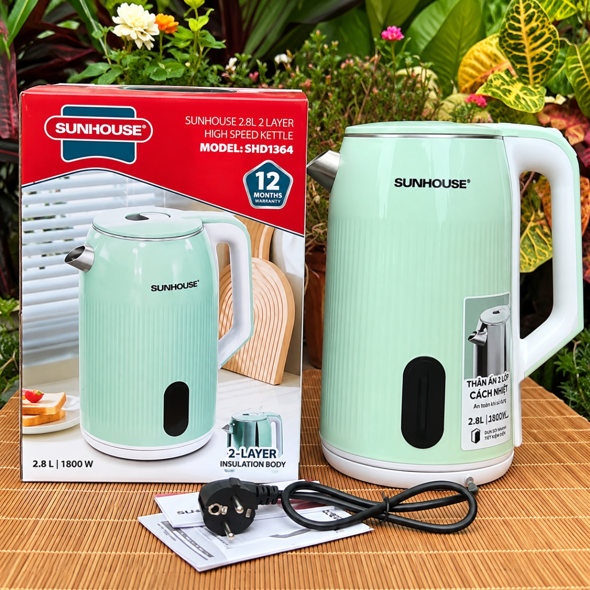 ẤM SIÊU TỐC INOX 2 LỚP SUNHOUSE SHD1364 - 2.8L (T12)