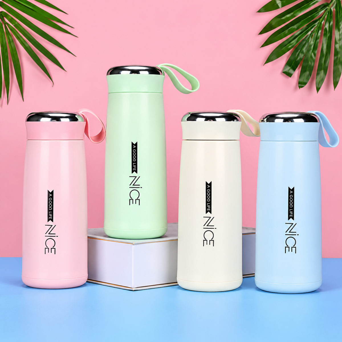 BÌNH GIỮ NHIỆT NICE LÕI THỦY TINH 400ML (T100)