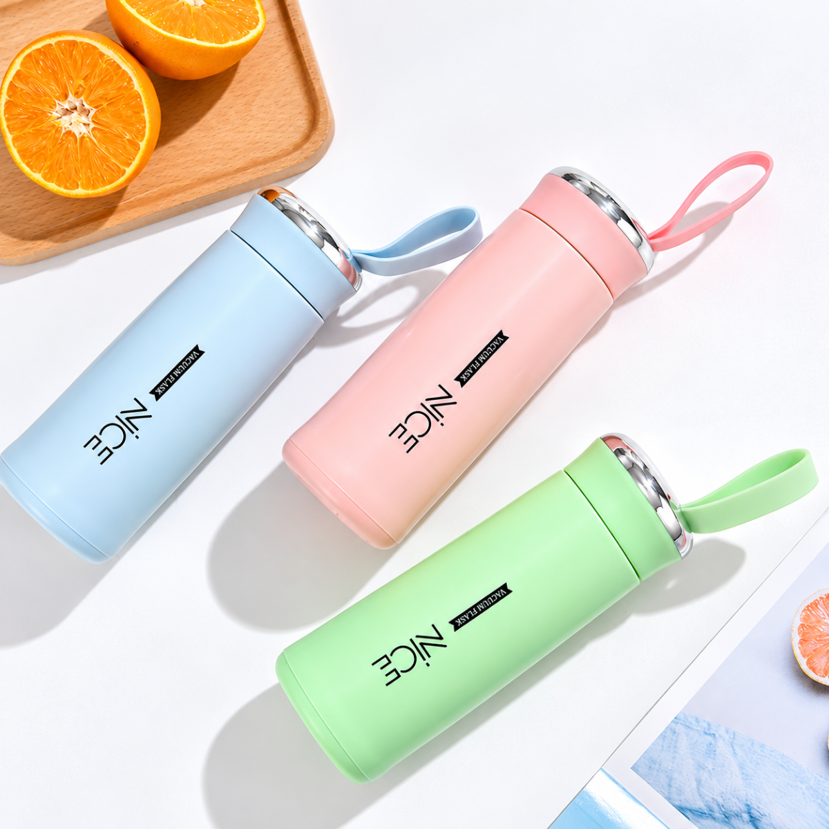 BÌNH GIỮ NHIỆT NICE LÕI THỦY TINH 400ML (T100)