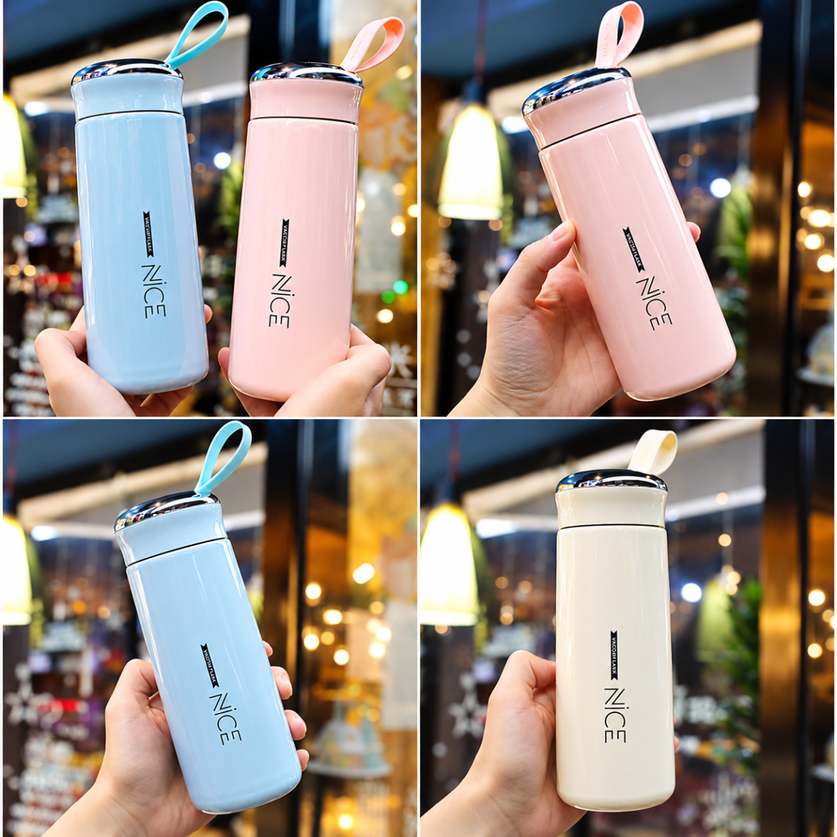 BÌNH GIỮ NHIỆT NICE LÕI THỦY TINH 400ML (T100)