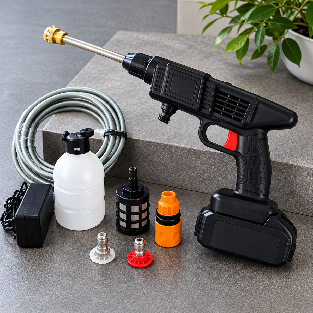 VÒI RỬA XE CẦM TAY 1 PIN HỘP NHỰA (T10)