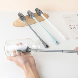 BÀN CHẢI SILICON VỆ SINH CỐC TAY CÁN CẦM DÀI