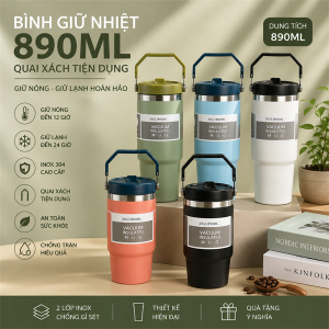 BÌNH GIỮ NHIỆT 890ML CÓ QUAI XÁCH TIỆN DỤNG (T50)