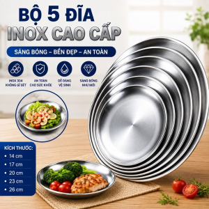 BỘ 5 ĐĨA INOX BẠC (T200)