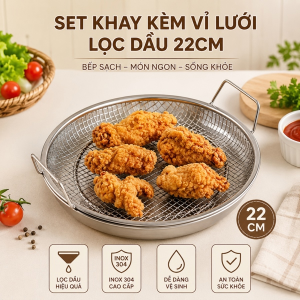 SET KHAY KÈM VỈ LƯỚI LỌC DẦU 22CM (T200)