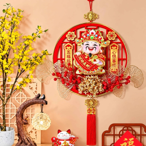 DẢI TREO THẦN TÀI LẮC ĐẦU KÈM BÔNG ĐÀO (T100)