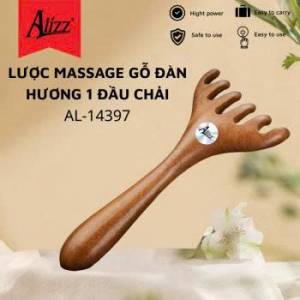 LƯỢC MASSAGE GỖ ĐÀN HƯƠNG 1 ĐẦU CHẢI AL-14397