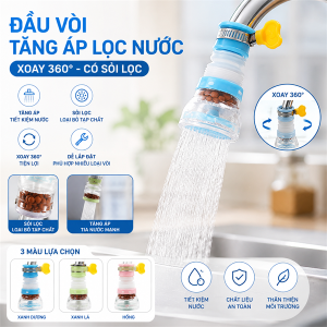 ĐẦU VÒI TĂNG ÁP LỌC NƯỚC XOAY 360 ĐỘ CÓ SỎI (T300)