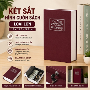 KÉT SẮT HÌNH CUỐN SÁCH LOẠI LỚN 18X11.5X5.5CM (T24)