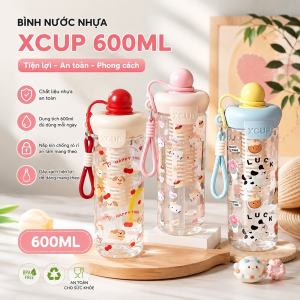 BÌNH NƯỚC NHỰA NẮP TRÒN XCUP 600ML (T100)