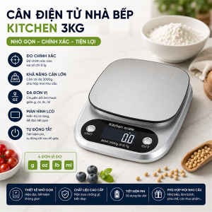 CÂN ĐIỆN TỬ NHÀ BẾP KITCHEN 3KG (T40)