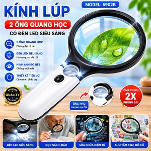 KÍNH LÚP 2 ỐNG QUANG HỌC CÓ ĐÈN LED (T100)