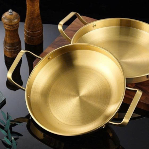 CHẢO INOX MẠ VÀNG 18CM 2 QUAI HÀN QUỐC