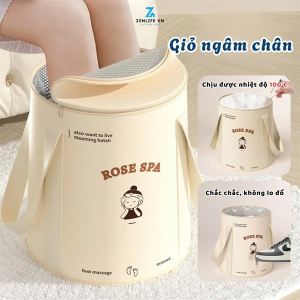 TÚI VẢI NGÂM CHÂN GIỮ NHIỆT GẤP GỌN CÓ NẮP ĐẬY