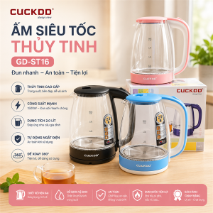 ẤM SIÊU TỐC THỦY TINH CUCKDD GD ST16 (T12)