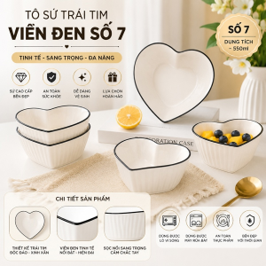 TÔ SỨ TRÁI TIM TRẮNG VIỀN ĐEN SỐ 7 (T40)