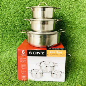 BỘ 3 NỒI INOX SONY SIZE 16-18-24CM