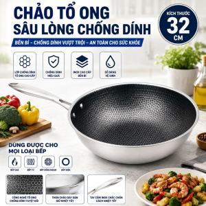 CHẢO TỔ ONG SÂU LÒNG CHỐNG DÍNH 32CM (T24)