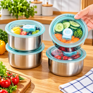 HỘP ĐỰNG THỰC PHẨM INOX TRÒN CÓ NẮP ĐẬY (T400)