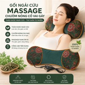 GỐI NGẢI CỨU MASSAGE CHƯỜM NÓNG CỔ VAI GÁY (T30)