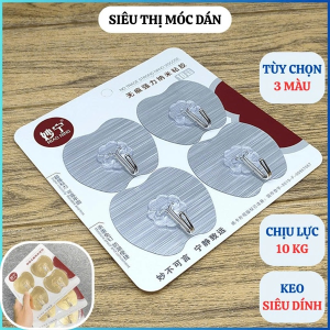 VỈ 4 MÓC DÁN TƯỜNG CHỊU LỰC 10KG HÌNH TÁO (T240)