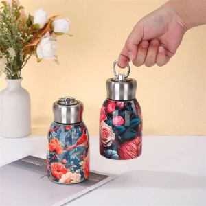 BÌNH GIỮ NHIỆT INOX 300ML HỌA TIẾT HOA 3D