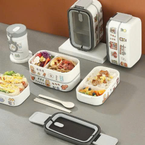 HỘP CƠM 2 TẦNG HOẠ TIẾT KÈM MUỖNG ĐŨA