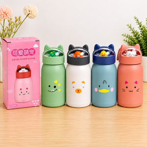 BÌNH NƯỚC THUỶ TINH NẮP HÌNH THÚ 360ML (T80)