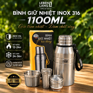BÌNH GIỮ NHIỆT INOX 316 LEBENLANG DUNG TÍCH 1100ML